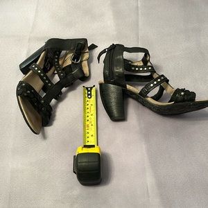 MJUS sandals. Ladies size 9. Black leather with silver accents.